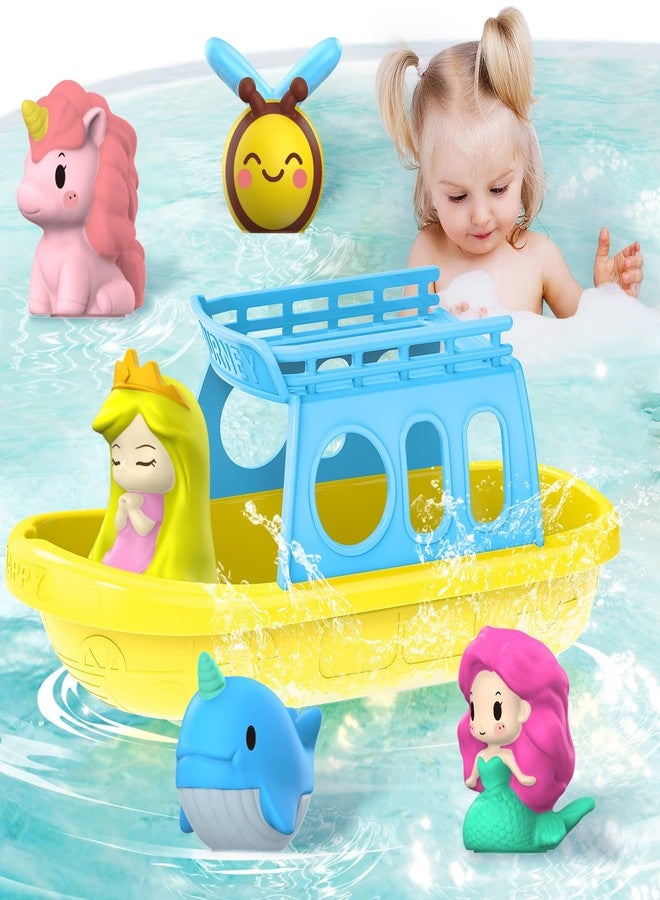 Oriate Mermaid Princess Finger Puppets Bath Toys(5 PCS) for Kids Toddlers 1-3 with Bath Boat, Baby Bathtub Shower Toys, Animal Whale Bee, Floating Water Beach Pool Toys - Image 2
